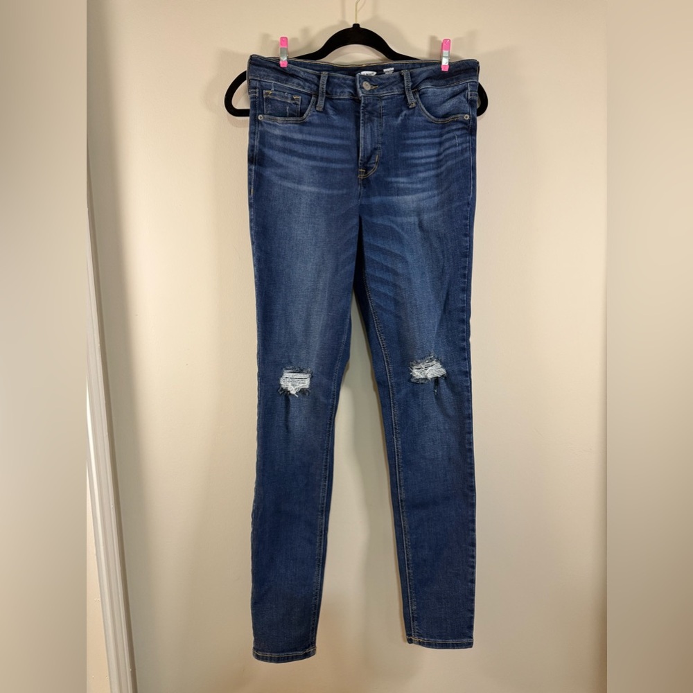Old Navy Women’s Rockstar Super Skinny High Rise Jeans Rip Knees Sz 6 Long EUC